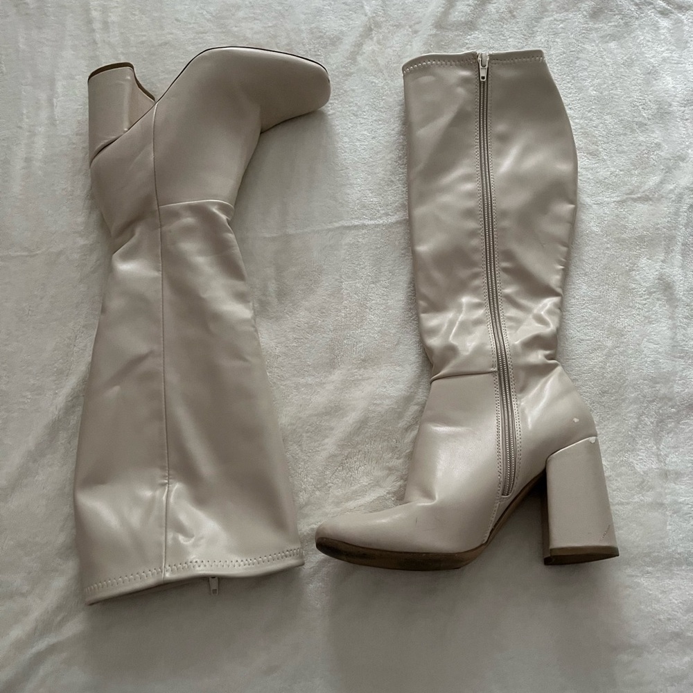 White Fox Boutique Cream Heeled Boots